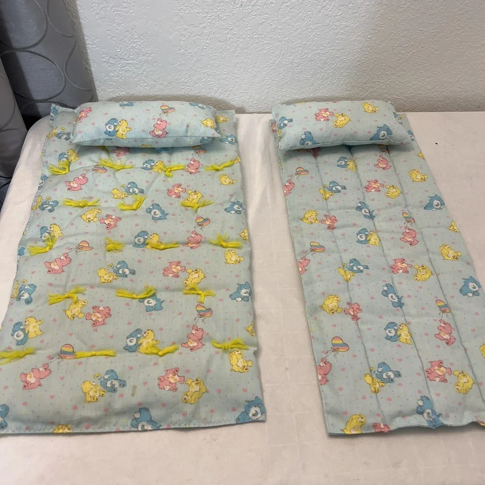 Care Bears Handmade Baby Doll Quilts Pillows Vintage 1980's Blue‎ Heart Balloon